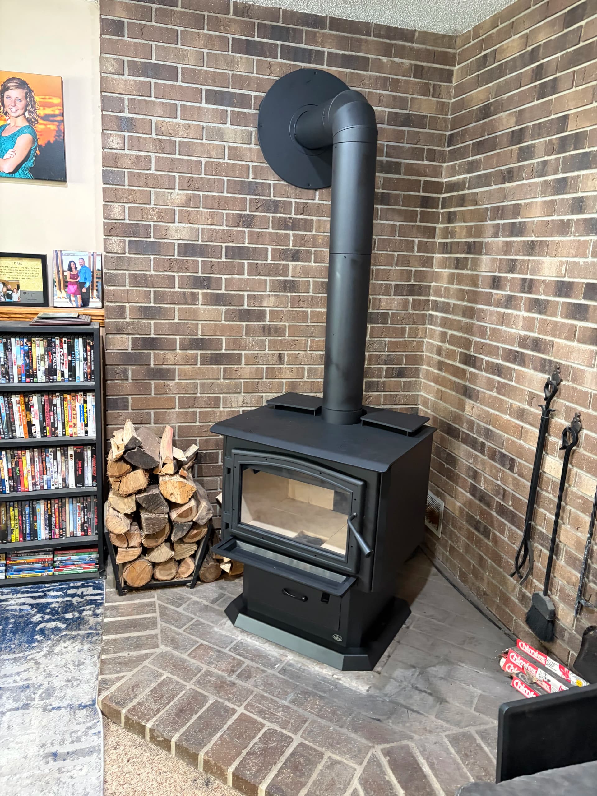 Damaged Wood Stove Removed and Replaced With a Safer Setup
