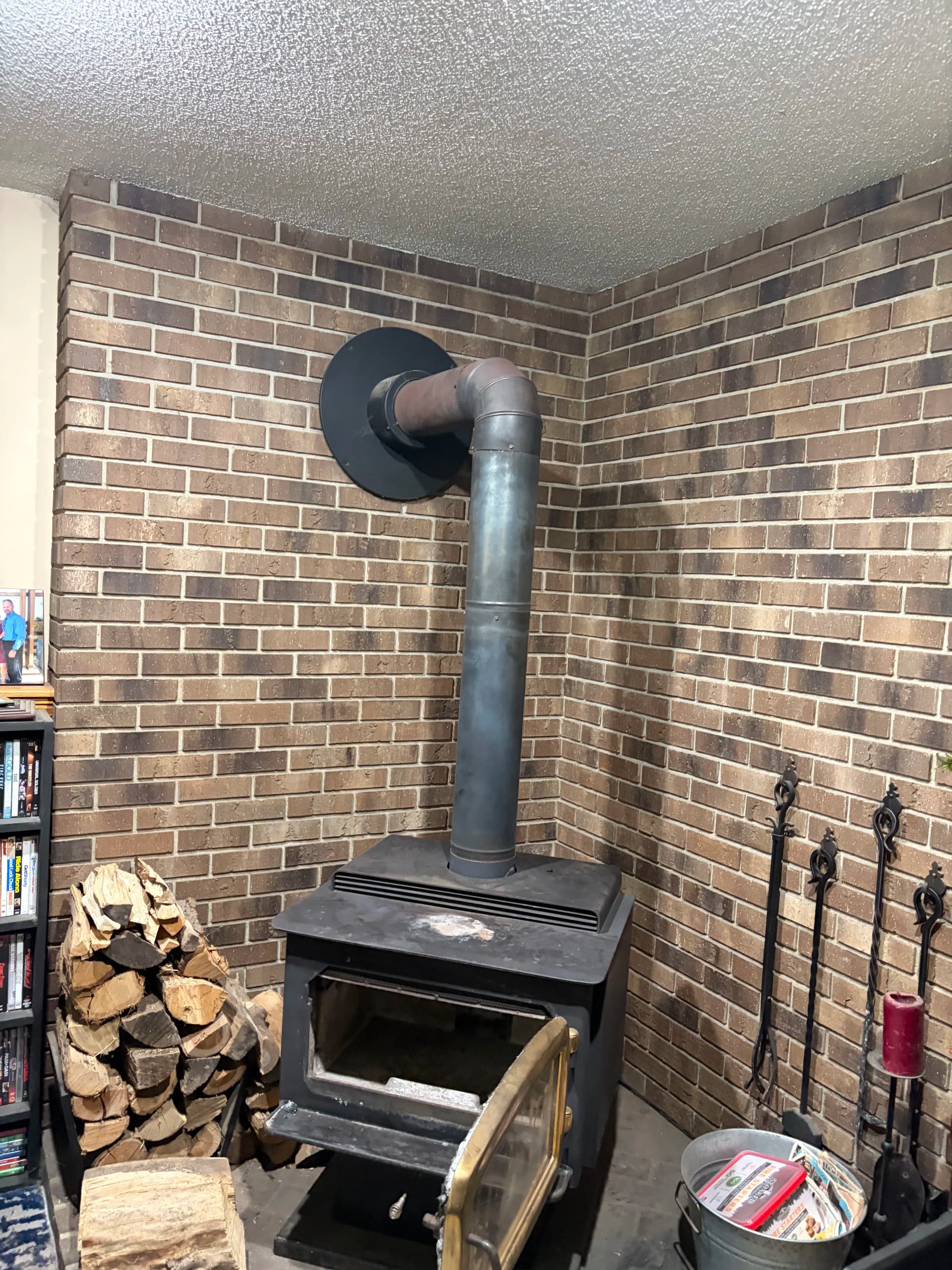 Damaged Wood Stove Removed and Replaced With a Safer Setup