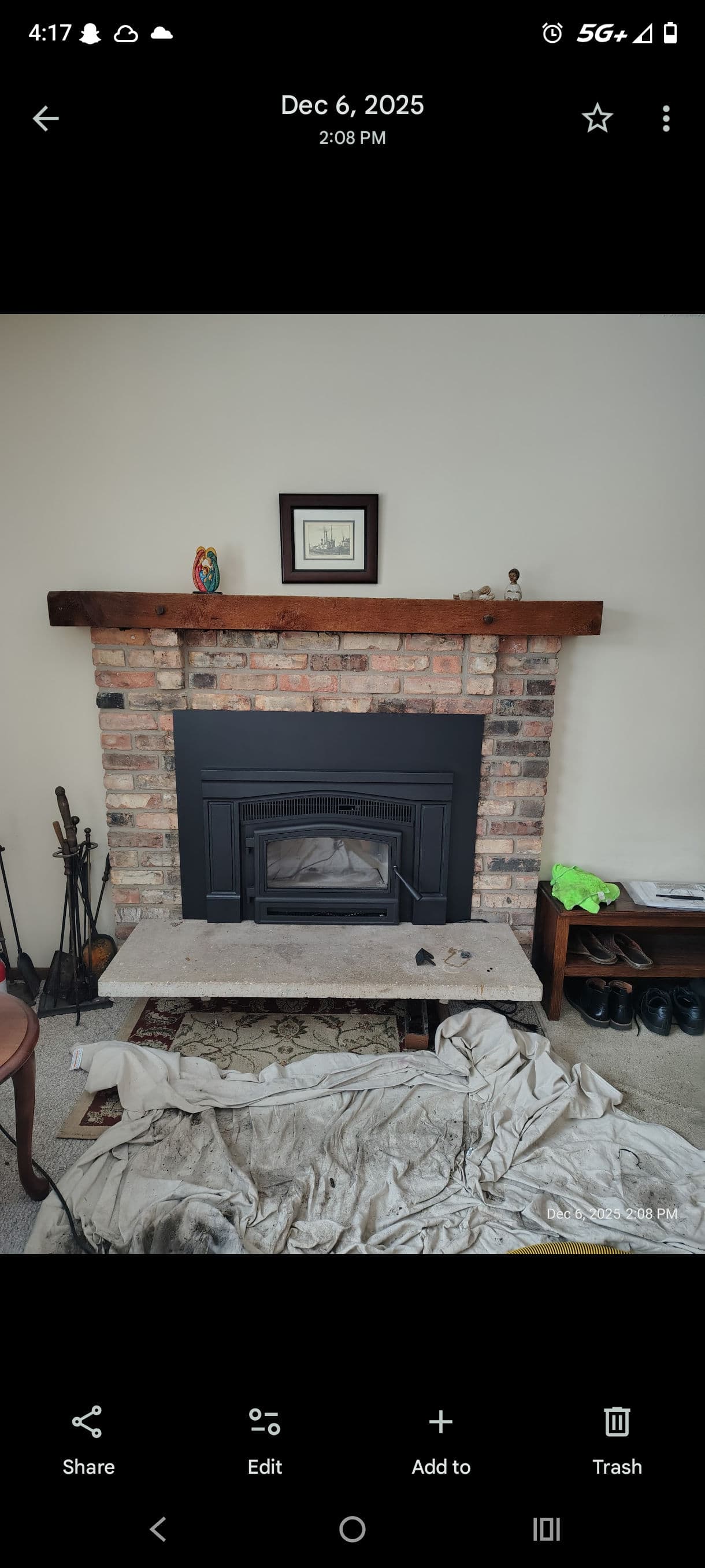Gallery photos for Dead Masonry Fireplace Gets a Wood-Burning Insert and New Life: Image #1